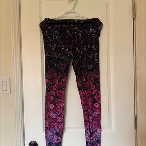lululemon athletica Ombre Floral Leggings - Black to Pink and Purple VINTAGE